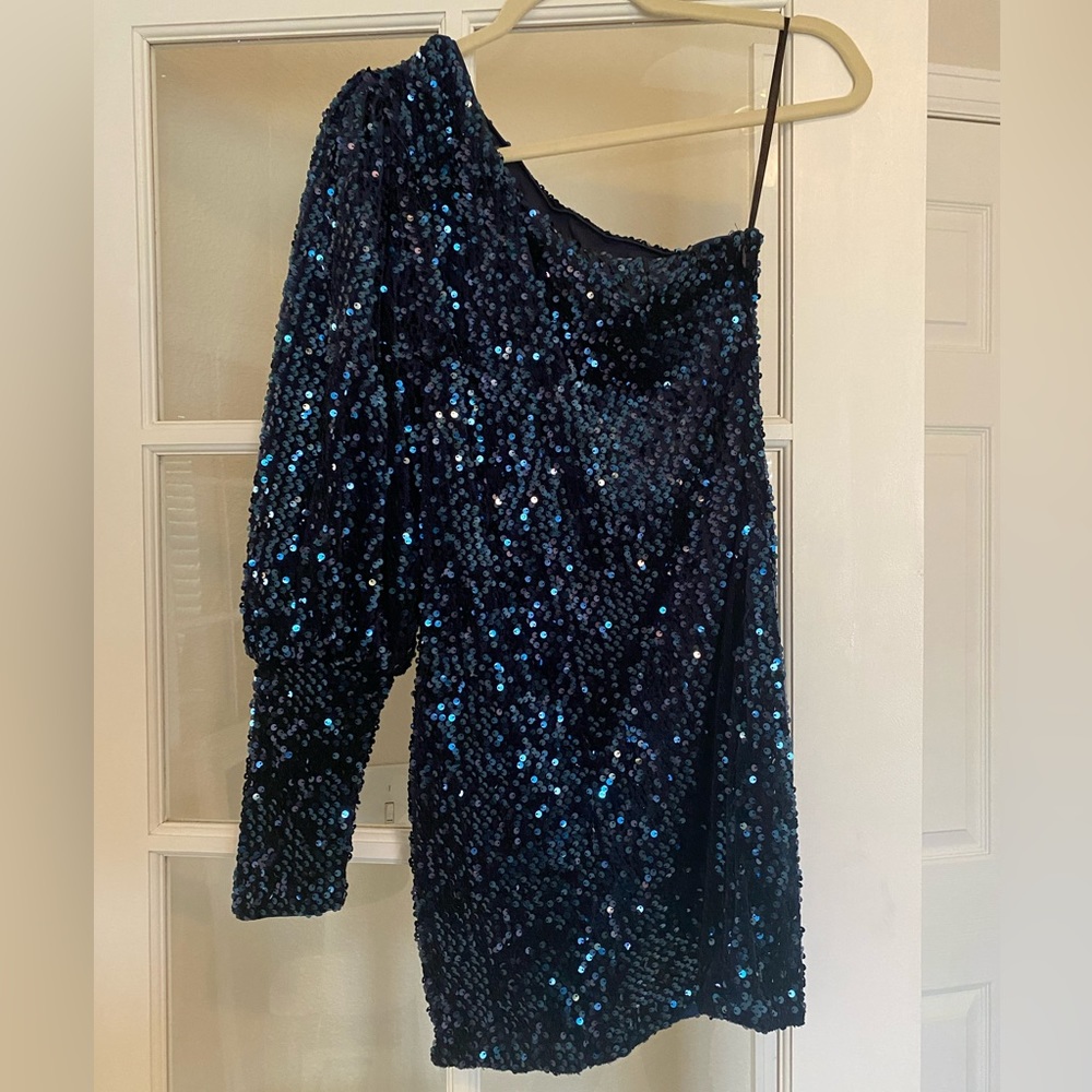Camila Coelho Blue Sequined Mini Dress